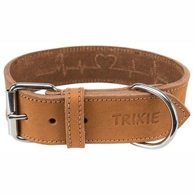 Trixie Halsband Hund Rustikal Fett Leder Herzschlag Braun