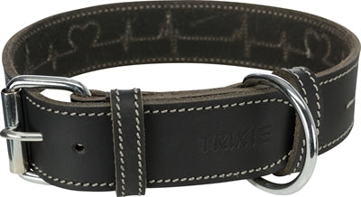 Trixie Rustikal Spitze Leder Halsband Hund Herzschlag Schwarz