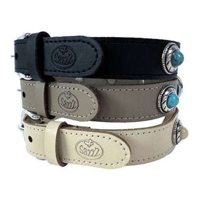 Sazzz Hundehalsband Adventure Stone Classic Leder Schwarz